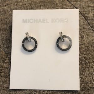 Michael Kors silver rhinestone stud hoops